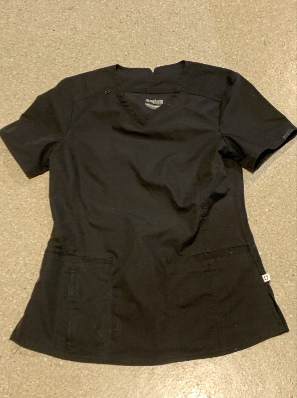 #714 "Euphoria By Cherokee" Black V-Neck Women's Scrub Top